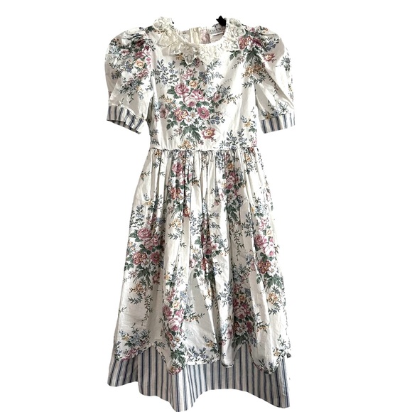 RUTH OF CAROLINA Vintage Floral Puff Sleeve Girl’s Dress - Sz 8 - Picture 1 of 5